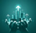 Hands holding coins graphic