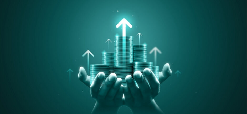 Hands holding coins graphic