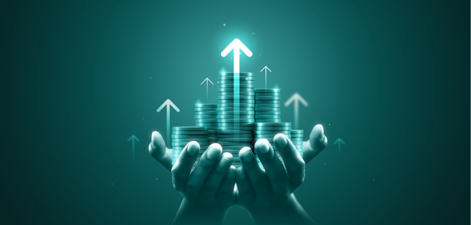 Hands holding coins graphic