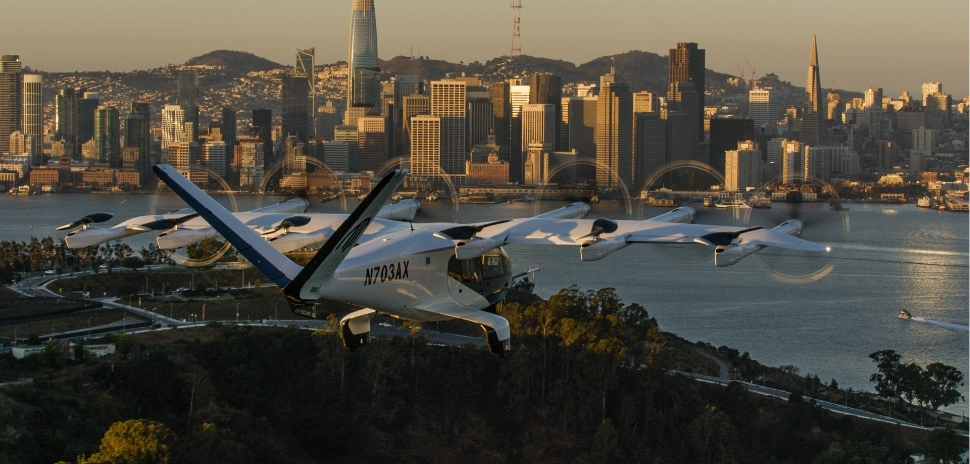 air taxi flying over bay area